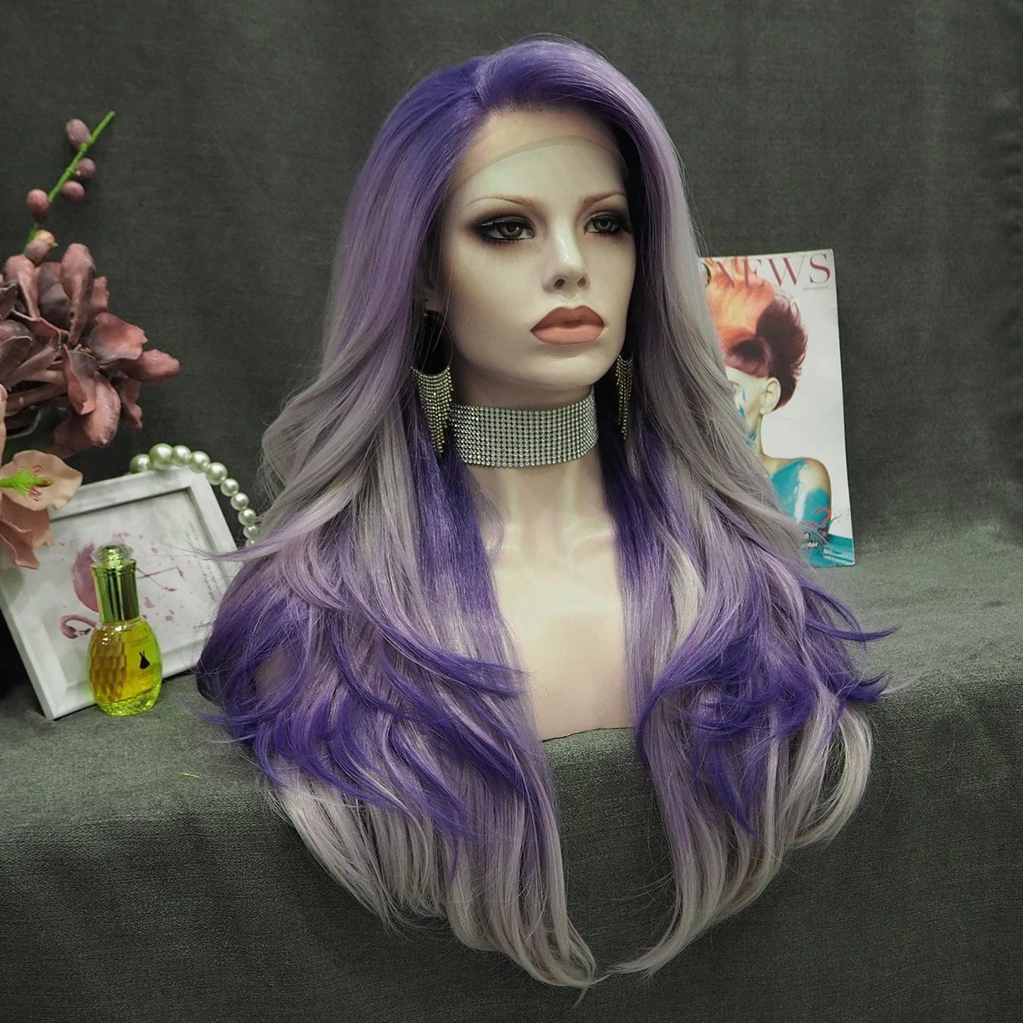 26 Inches / S24-2121-02-raise Celebrity 26 Inch Transparent Lace Front Synthetic Wigs natural  wave  light  color heat resistant  Lace Frontal Wigs