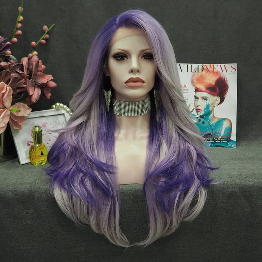 26 Inches / S24-2121-02-raise Celebrity 26 Inch Transparent Lace Front Synthetic Wigs natural  wave  light  color heat resistant  Lace Frontal Wigs