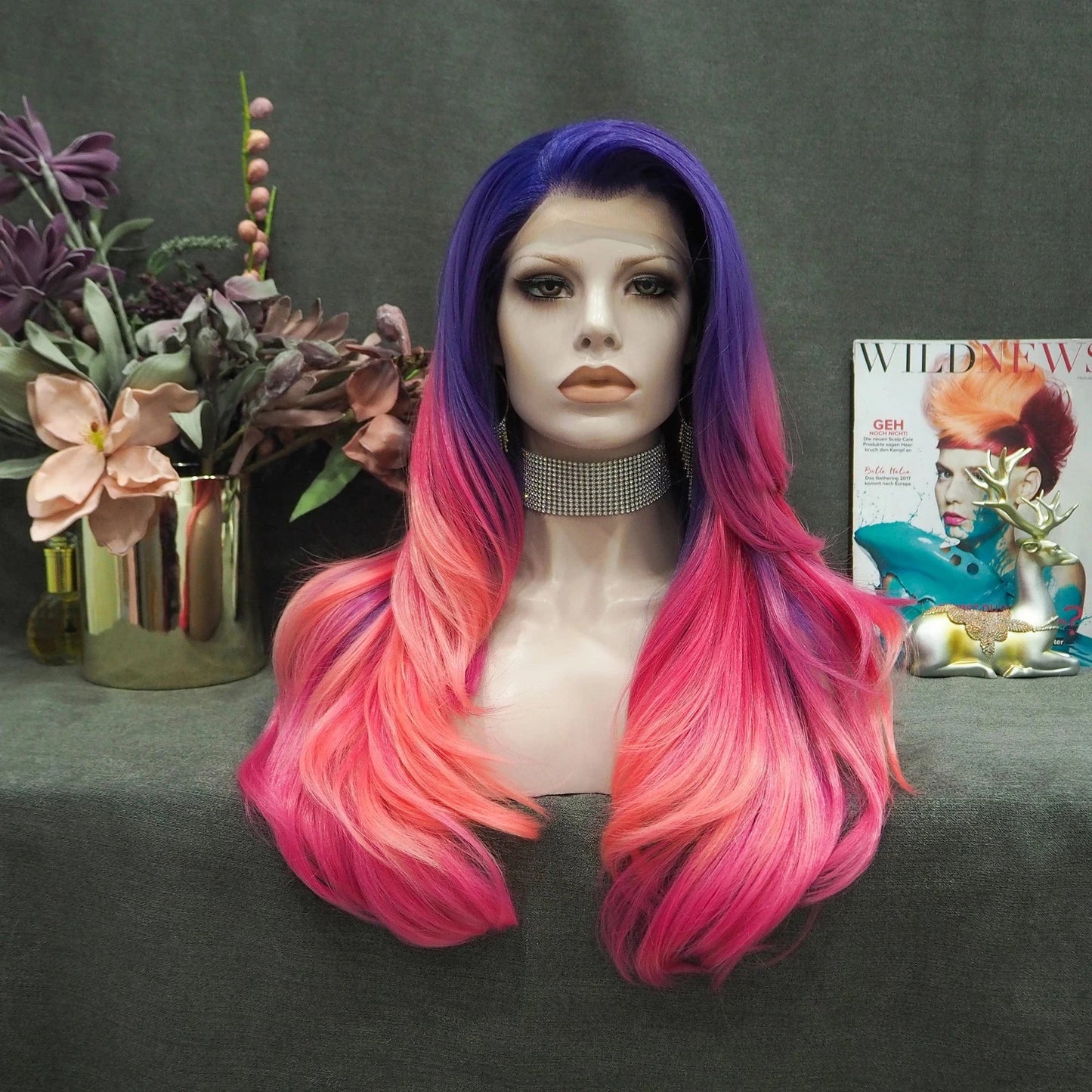 26 Inches / S24-2123-02-GL Celebrity Wig  New Designed dark root orangel color Daily life Wearing futura Henlon fiber Synthetic Lace front Wigs