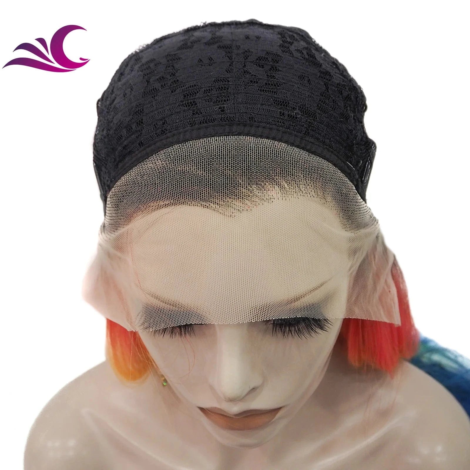 26 Inches / S33-2118 Celebrity Rainbow Synthetic Lace Front Wig Long Straight Hair Multicolor Wigs For Party Colorful Wig