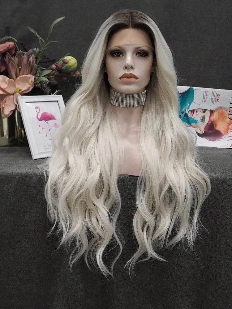 26 Inches / TH1-C230-GL Celebrity  Highlight Wigs Wholesale CheapSynthetic Wigs High Quality T Part Lace Front High Temperature Fibre Wig for  women