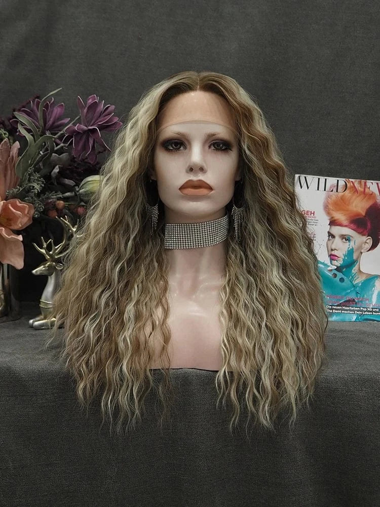 26 Inches / TH3-C215-GL Celebrity  Highlight Wigs Wholesale CheapSynthetic Wigs High Quality T Part Lace Front High Temperature Fibre Wig for  women