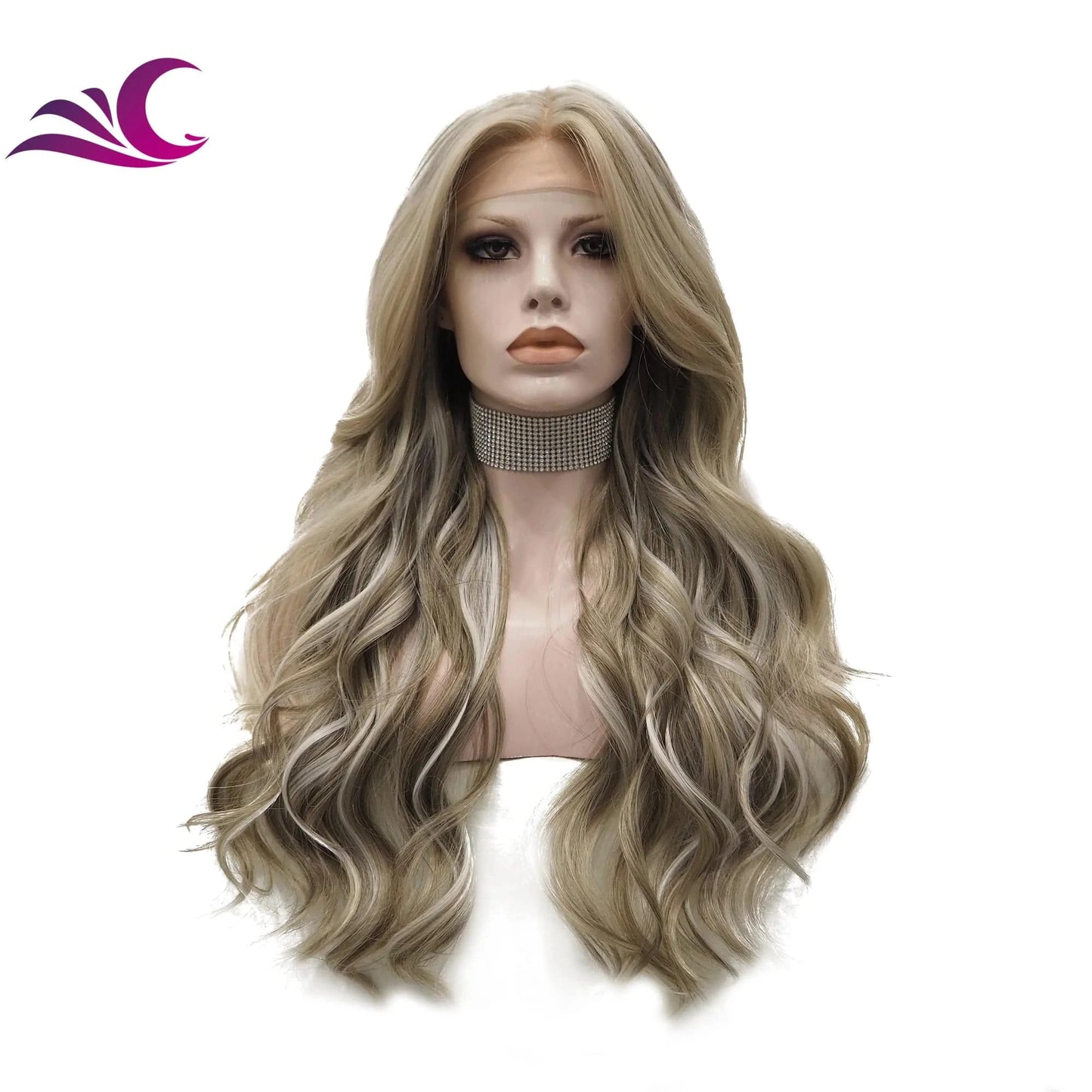 26 Inches / TN15-2131 Celebrity 150% Density Ombre Color Heat Resistant Lace Front Synthetic Hair Wigs For Daily Wearing