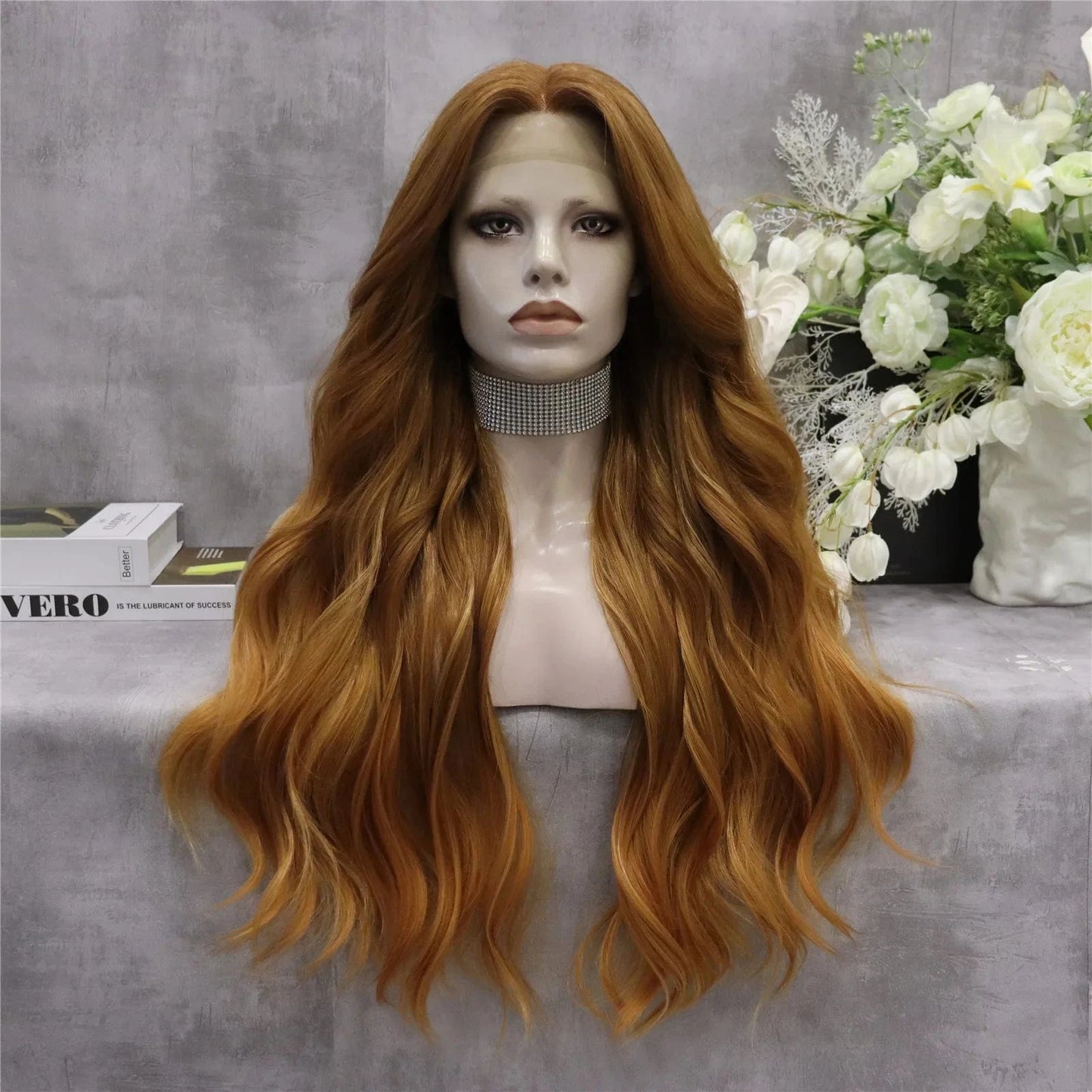 26 Inches / TS65-2217/0-GL Wholesale Burgundy T-part Middle Part Lace Front Wig Fatura Premium Fiber Synthetic Hair Wigs for Black Women