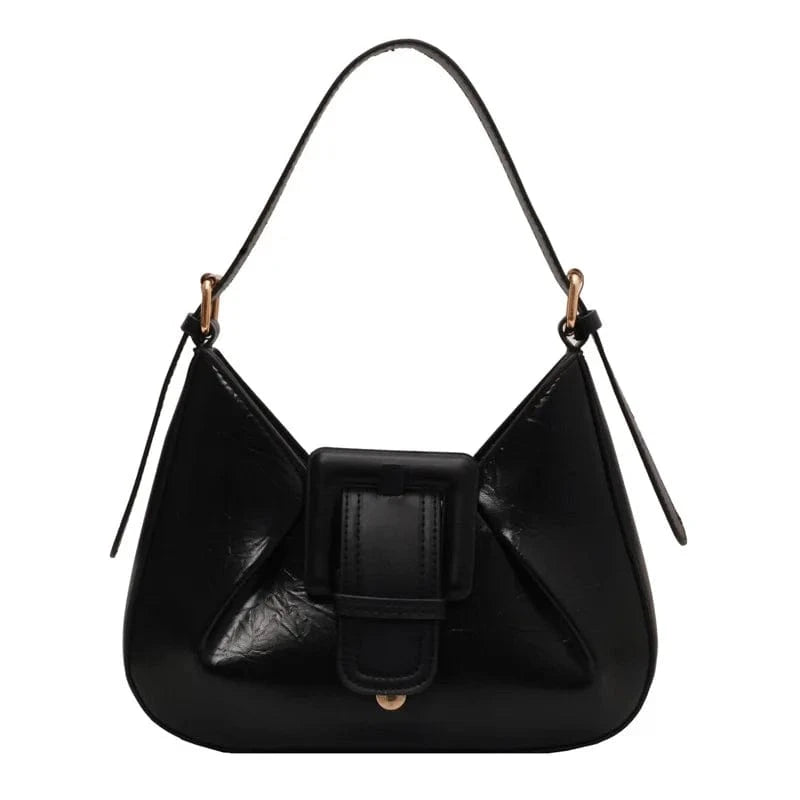 26x16x7cm / Black Women Bags Vintage Shoulder Bag Brand Designer Underarm Bags Lady's Clutch PU Leather Hobos Square Buckle Handbag Bolso Feminina