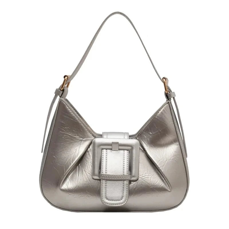 26x16x7cm / silver Women Bags Vintage Shoulder Bag Brand Designer Underarm Bags Lady's Clutch PU Leather Hobos Square Buckle Handbag Bolso Feminina