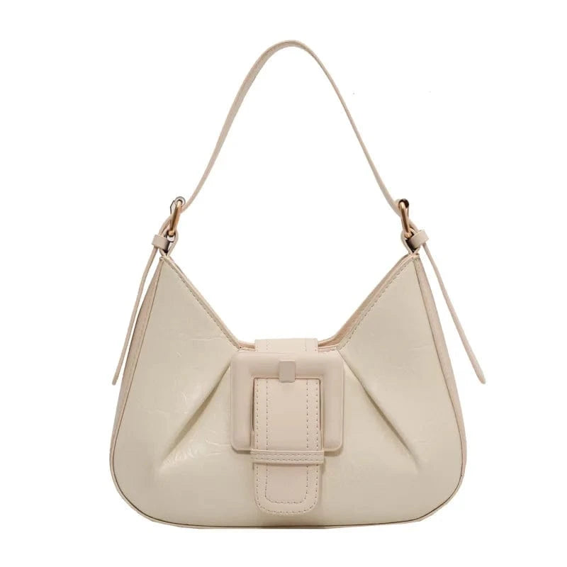26x16x7cm / White Women Bags Vintage Shoulder Bag Brand Designer Underarm Bags Lady's Clutch PU Leather Hobos Square Buckle Handbag Bolso Feminina