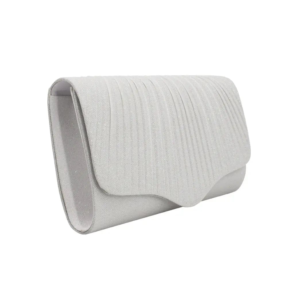 27*2*16cm / White New European And American Fashion Folds Flashing Material Ladies Clutch One-shoulder Dinner Envelope Evening Clutch Bag