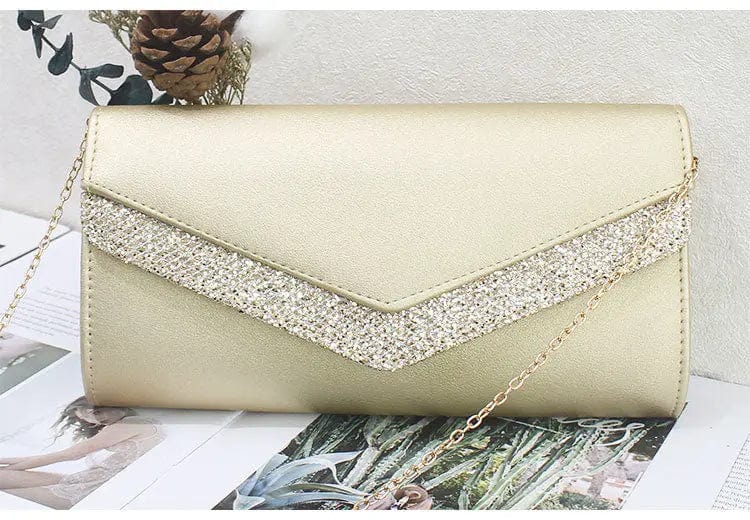 27*6*14cm / Beige 2022 New Fashion European And American Sequined Ladies Clutch Pu High Quality Ladies Messenger Dinner Evening Bag