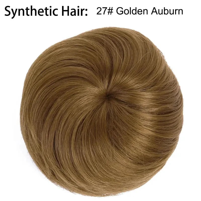 27# Wholesale Faux Fake Easy Drawstring Postisch Pour Synthetic Comb Clip on Hair Donut Buns Chignon for Hair Piece White Women