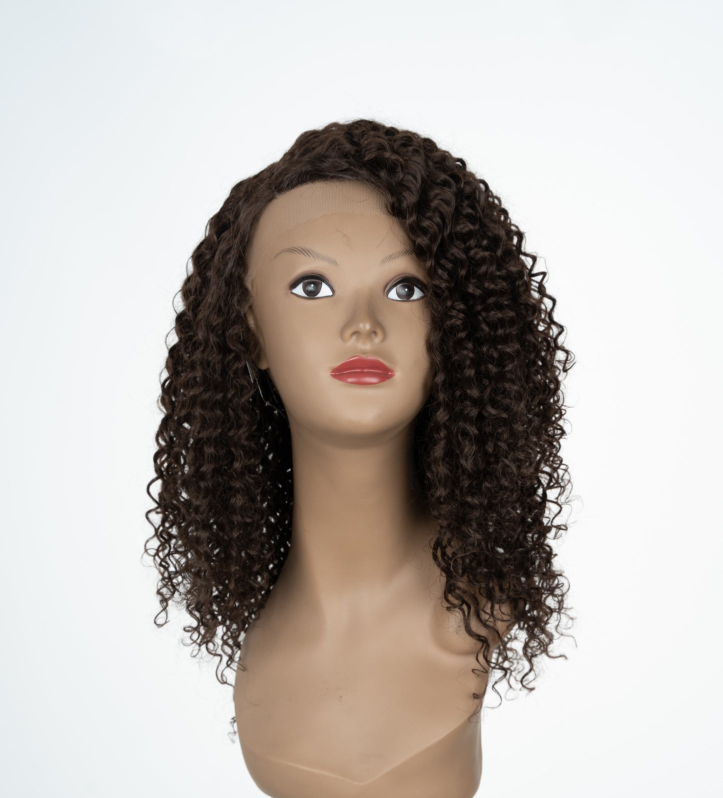 28 Inches / C4M sleek wholesale hot selling heat resistant fiber long kinky curl for women Swiss HD lace part frontal wig synthetic hair wigs