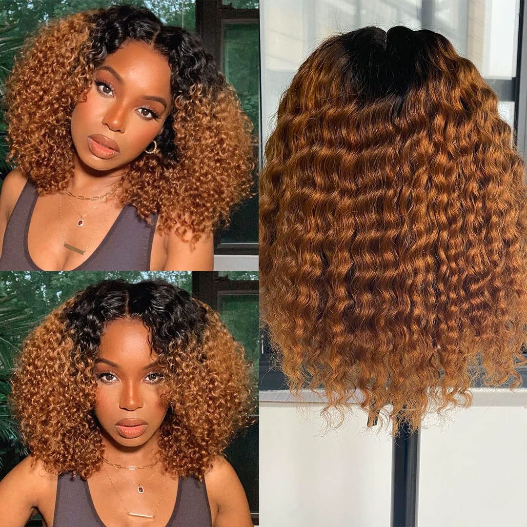 28 Inches / Color 2 Wholesale Deep Curly Ombre Honey Brown Color Raw Peruvian Hair Lace Front Wigs for Black Women