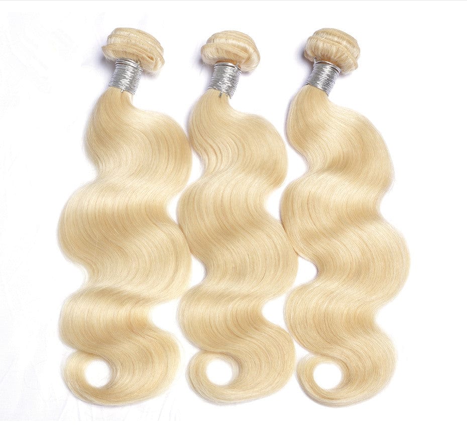 28 Inches / Gold Ocean wigs 13 years factory Body Wave 613 Blonde  Color Virgin Hair Bundles In Stock  blonde human hair weave #613 blonde human hair weave body wave