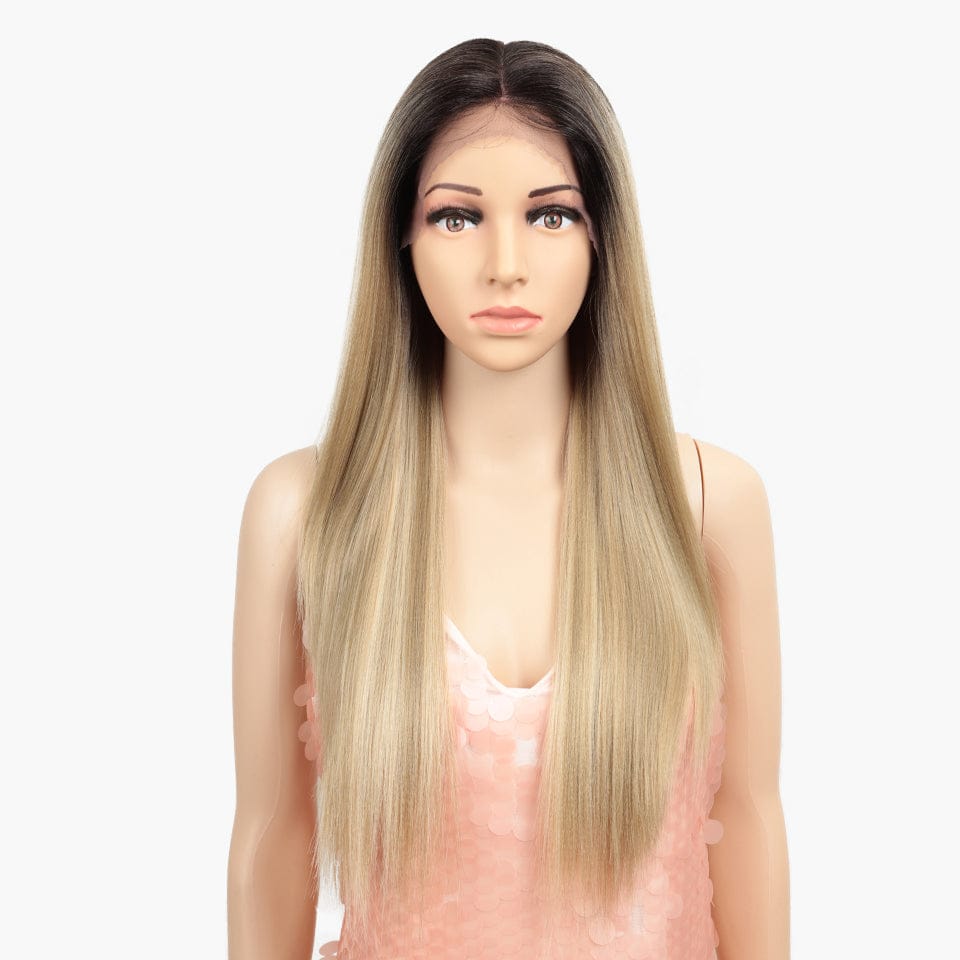 28 Inches / RTPR4/16A/613F blond HD lace frontal straight wig sleek wholesale hot selling heat resistant fiber lace frontal Synthetic Hair Wig for women