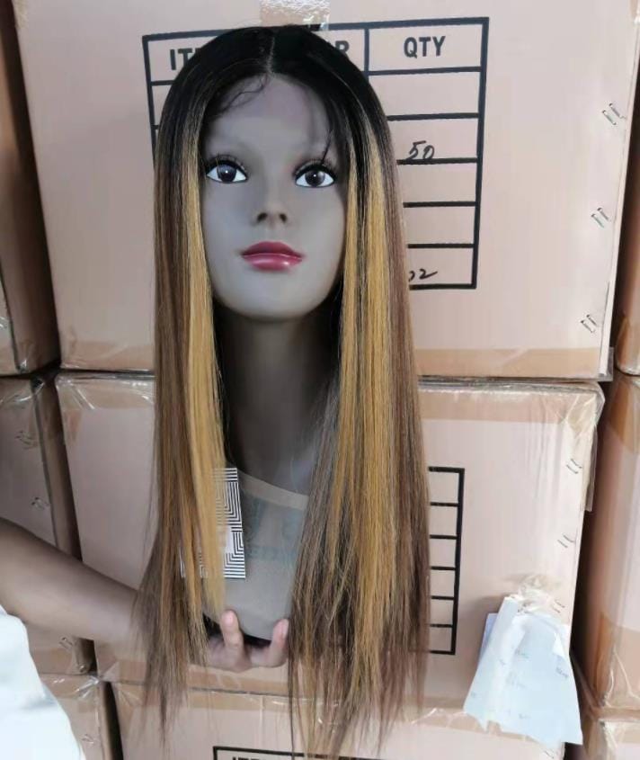 28 Inches / TTHL2/30S/27I/26B HD lace frontal straight wig sleek wholesale Manufacture heat resistant lace Middle Part frontal Synthetic Hair Wig for women