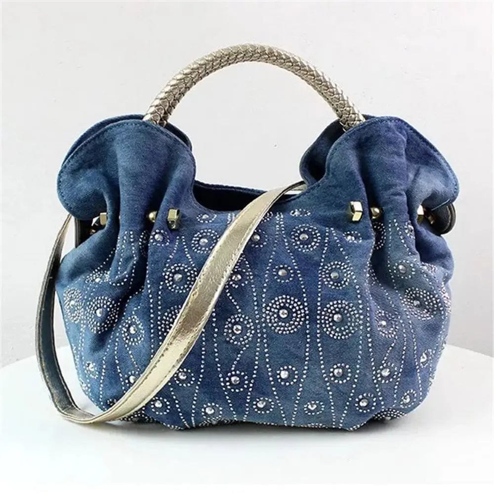 28X11X23CM / Blue 4 Ladies Women Messenger Crossbody Handbag Fashion Ladies Bag Dumpling Bag Diamond Denim Women Handbags Shoulder Bags