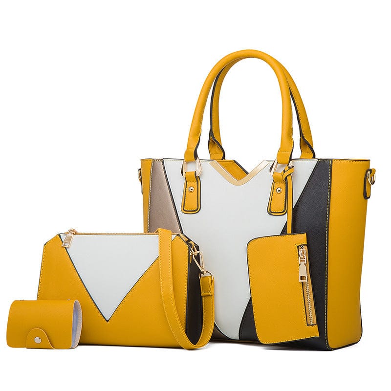 29*16*22cm / Yellow Custom Logo Large Capacity Crossbody Bags 4 Pcs/set New Designer Women Shoulder Bags Female Ladies Hand Bags Handbags Set