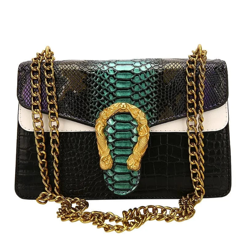 29x9x16cm / 0761 Purple Green New Colored Shoulder Bag Premium small bag Fashion Versatile Trendy Women's Chain Crossbody Bag Advanced Snake Pattern Handbag