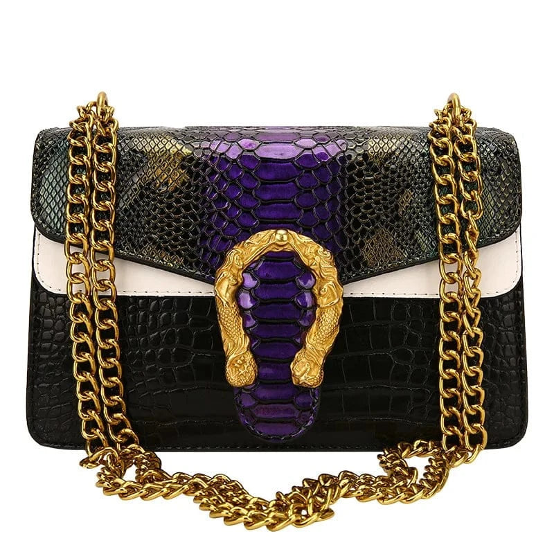 29x9x16cm / 0761 Purple New Colored Shoulder Bag Premium small bag Fashion Versatile Trendy Women's Chain Crossbody Bag Advanced Snake Pattern Handbag