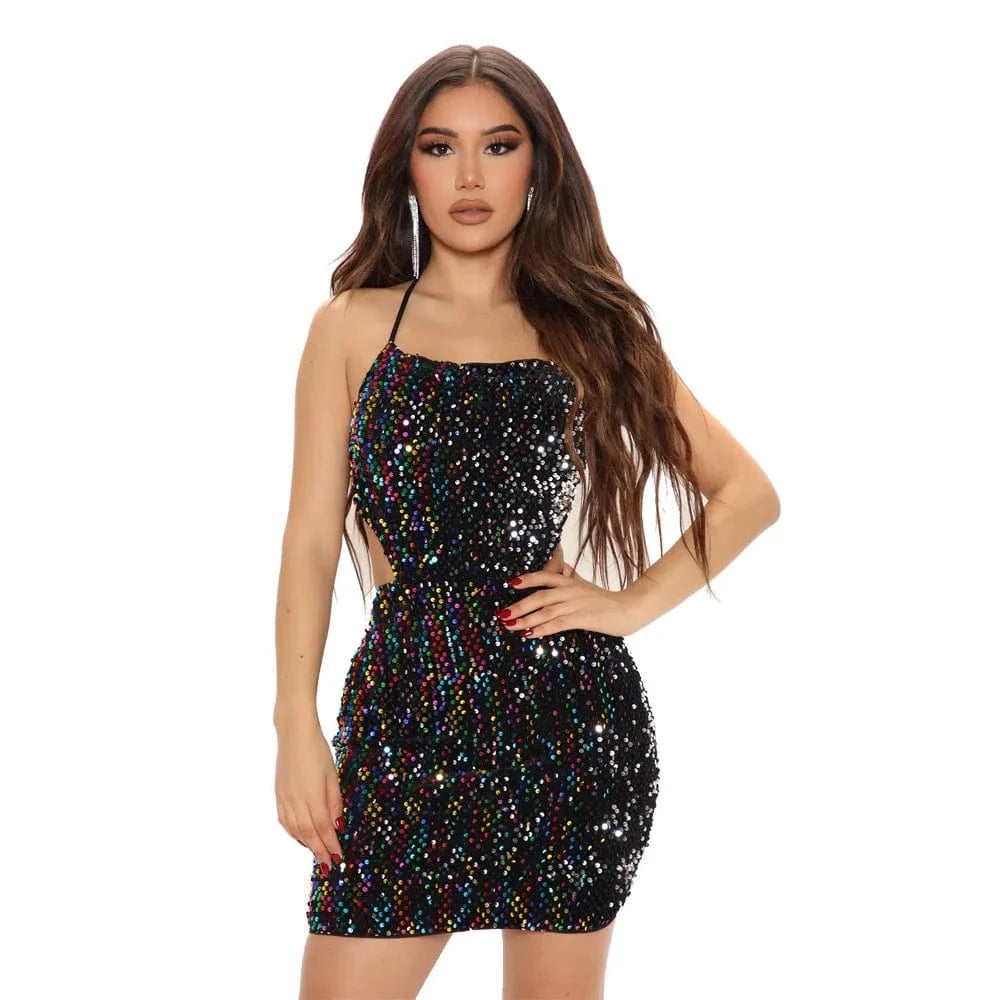 2XL / Black 2 Fashion suspender beads sexy nightclub wind bag hip skirt Sequin dress wholesale