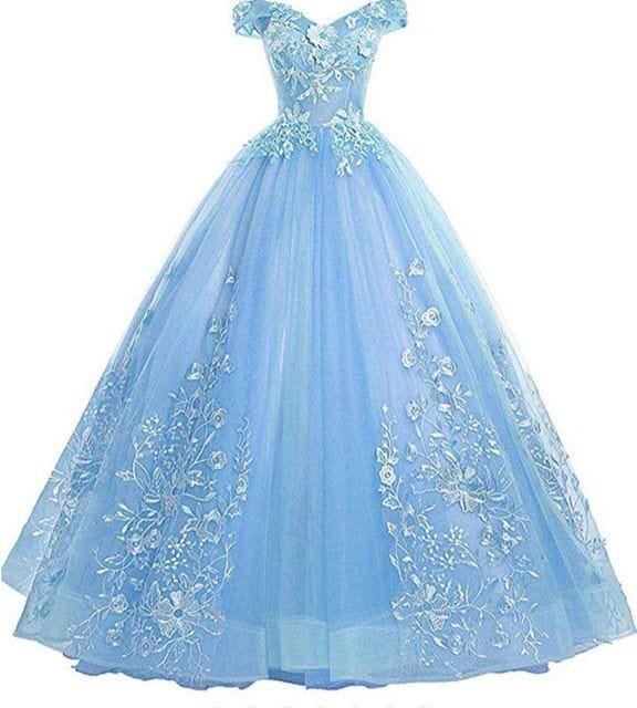 2XL / light blue / NO New Designs Off Shoulder Gold Ball Gown Wedding Dresses Luxury Lace Up Flower Embroidered Banquet Evening Party Dress