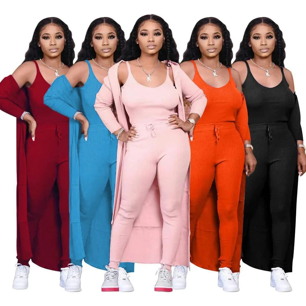 3 Piece Cardigan Autumn Set Womens Clothing Two Piece Fashion 2 Piece Jogger Outfit Women Pant Sets Casual 3pc Fall Set Woman