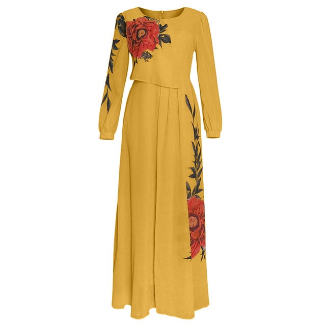 3 XL / 1 2022 Summer Dresses For Women African Print Chiffon Abaya Ankara Dashiki Maxi Dress Long Sleeve Elegant Ladies Clothes Boubou