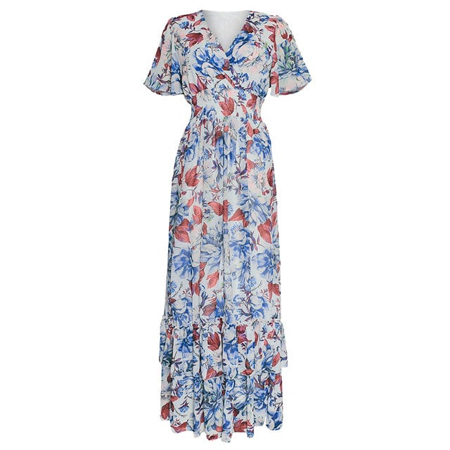 3 XL / 1 African Print Long Dresses For Women Boho Floral Chiffon Dress Ankara Dashiki Party Gown Abaya Elegant Ladies Summer Clothing
