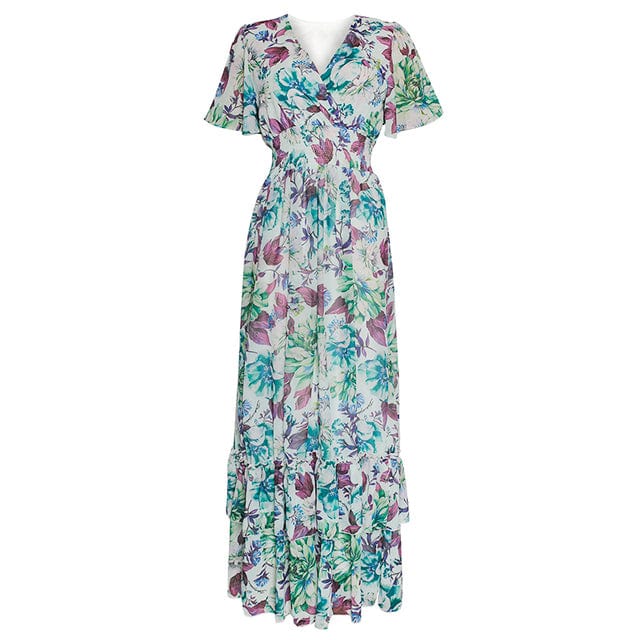 3 XL / 2 African Print Long Dresses For Women Boho Floral Chiffon Dress Ankara Dashiki Party Gown Abaya Elegant Ladies Summer Clothing
