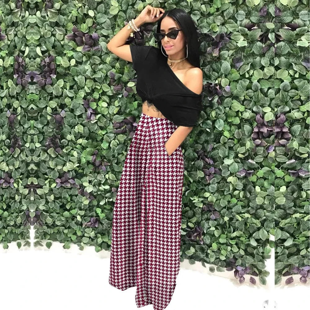 3 XL / 2 New 2023 High Waist Plaid Print Ladies Streetwear Home Wear Casual Trouser Autumn Wide Leg Women'S Pants