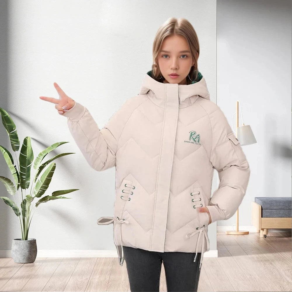 3 XL / Beige D1201TA38 Down Cotton Thick Jacket Fashion Cotton Solid Color  Long Sleeve Zipper Jacket Coat Women Coat Sehe Fashion