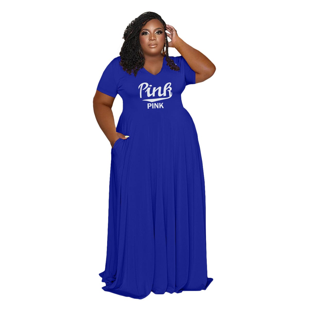 3 XL / Blue Trendy women clothes Plus Size Fall 2022 Women Clothes Loose Dress Printed Letter Pink