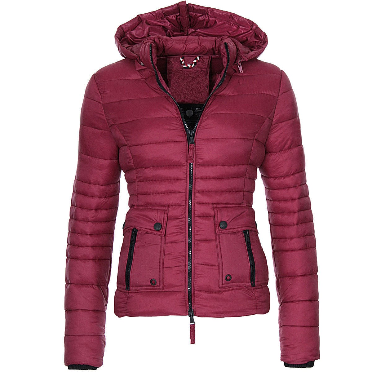 3 XL / Burgundy 10%OFF S-3XL Winter women's cotton coats short slim solid color cotton jackets warm zipper hooded cotton coats