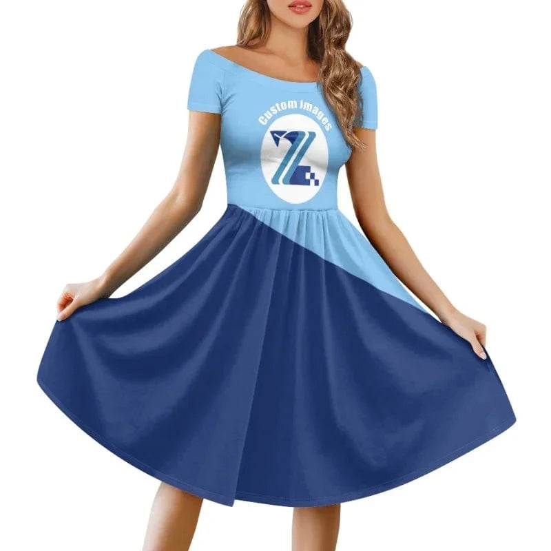 3 XL / custom AZ17 Beautiful Tie Dye Flowers Printed Women's Vintage Short Sleeve High Waist Flared Midi Casual Summer Party Wear Dresses for Women