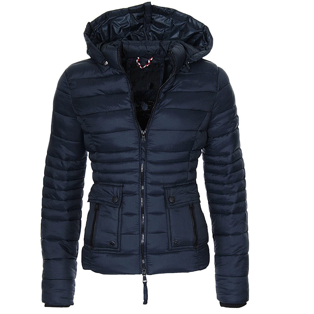 3 XL / Dark blue 10%OFF S-3XL Winter women's cotton coats short slim solid color cotton jackets warm zipper hooded cotton coats