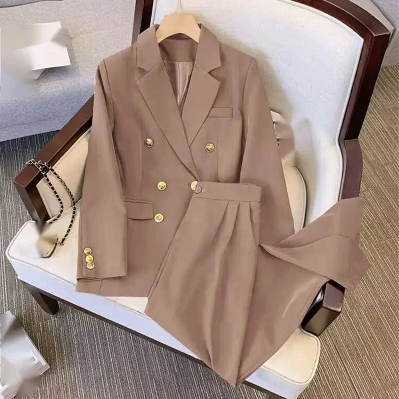 3 XL / Khaki S-3XL New Goddess Style Suit Set Spring and Autumn Popular Korean Version Advanced and Lazy Style Casual Versatile Set