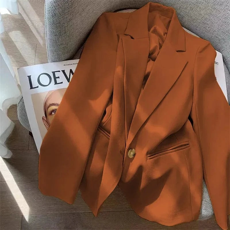 3 XL / Orange New advanced Elegant suit Spot wholesale Korean Solid color Popular suit Fashionable Women's suit