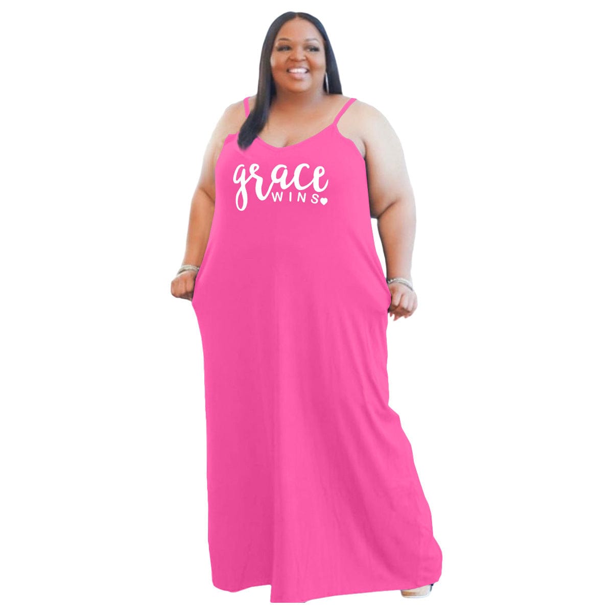 3 XL / Pink Amazon Europe and America plus size women's suspenders fashion loose mopping skirt dress