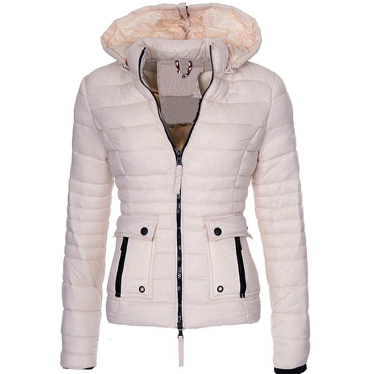 3 XL / White 10%OFF S-3XL Winter women's cotton coats short slim solid color cotton jackets warm zipper hooded cotton coats