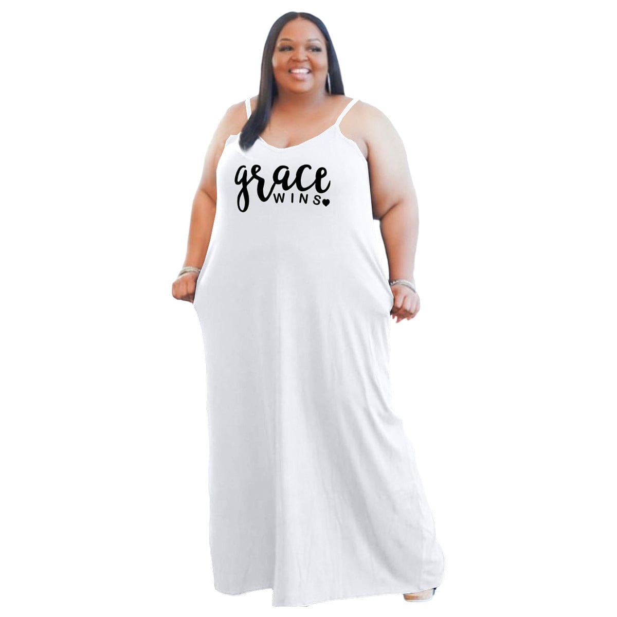 3 XL / White Amazon Europe and America plus size women's suspenders fashion loose mopping skirt dress