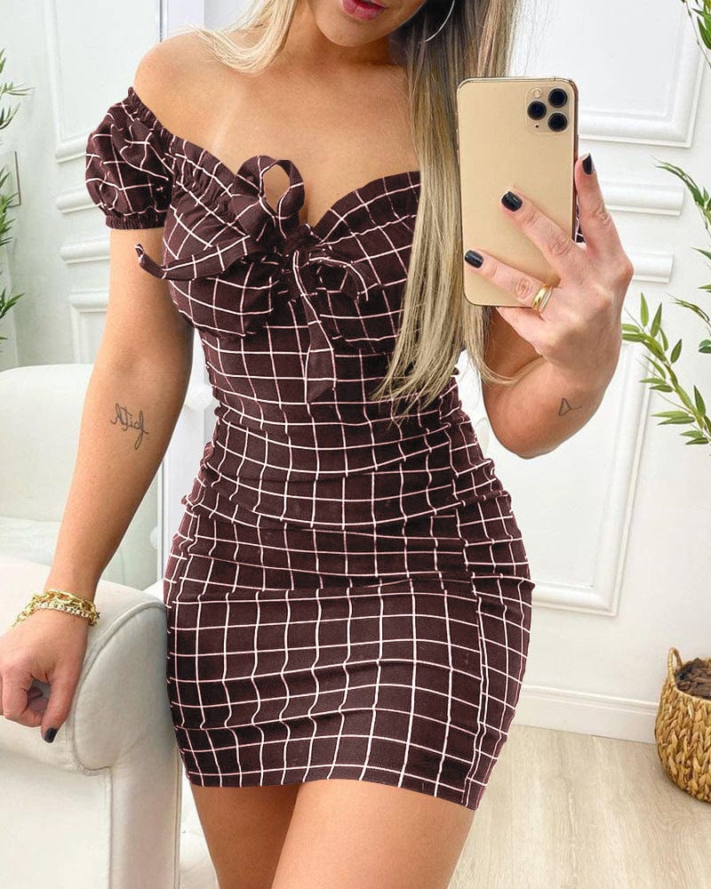 3 XL / wine red Samcci Fashion Short Sleeve Strapless Mini Dress Summer New Arrival Design Women's Casual Club Party Dress