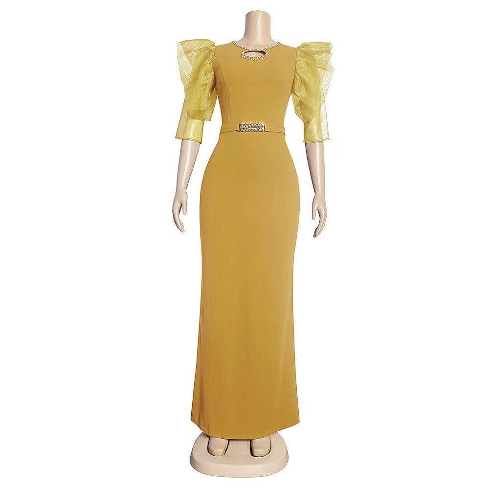 3 XL / Yellow J&H 2023 new arrivals two tone loose maxi dress women v neck robes summer trendy kaftan dress free size