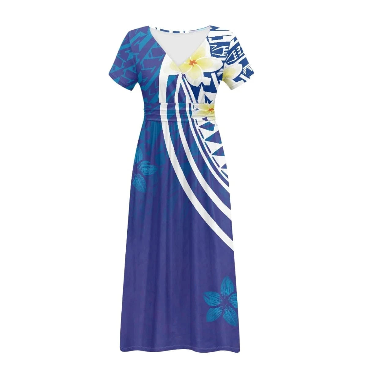 3 XL / YSFB02615AZ31-1 Hawaiian Girls Short Sleeve Plus Size Maxi Dress Polynesian Printing Loose Casual Summer Women's Dresses for Special Occasions
