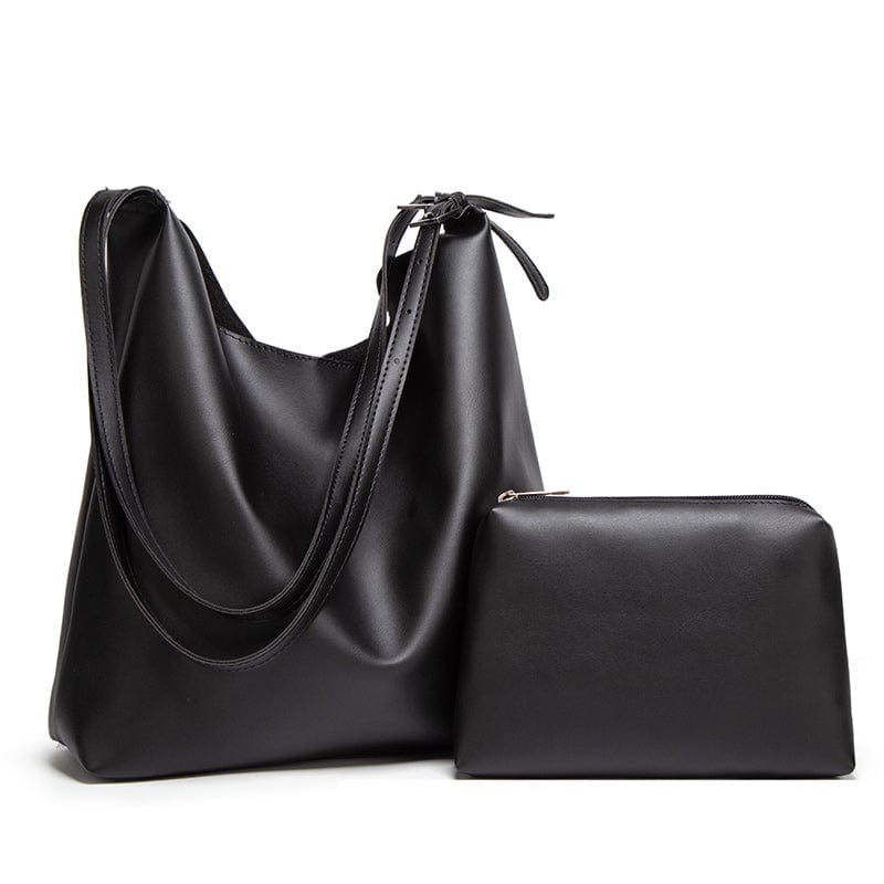 30*10*31cm / black new design soft pu leather shoulder bag handbag wholesale handbag set