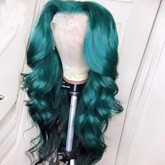 30 Inch Dark Green Colored Lace Front Human Hair Wigs For Women Body Wave Lace Front Wig HD Transparent Lace Frontal Wig
