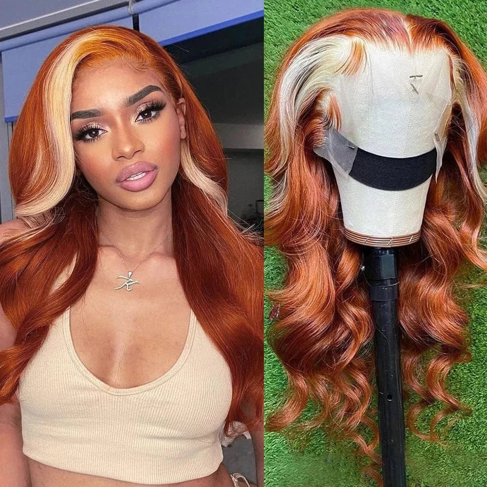 30 Inch Ginger Body Wave  13x4 Hd  transparent Lace Frontal Wig 613 Blonde Colored Lace Front Human Hair Wigs For black Women