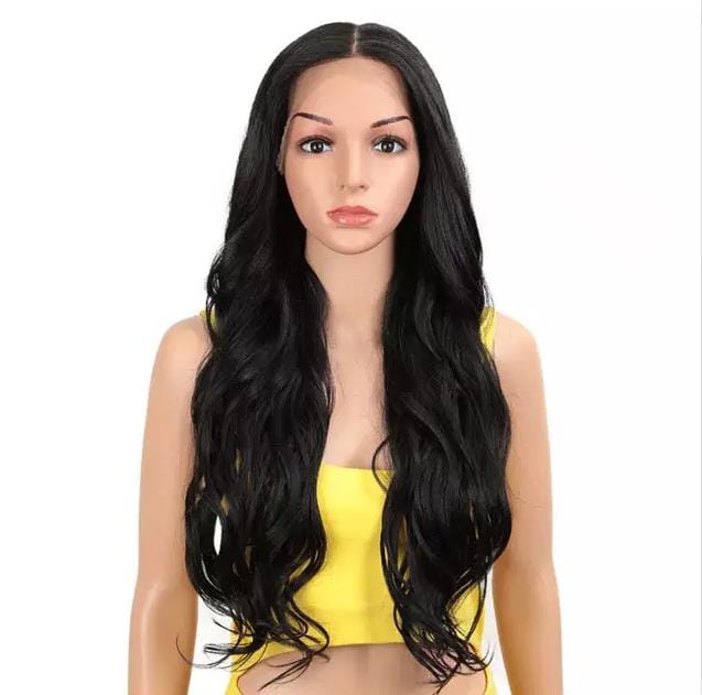 30 Inches / 1B 13x4 lace front synthetic wig sleek wholesale hot selling for women super body wave HD lace part frontal Synthetic Hair Wig