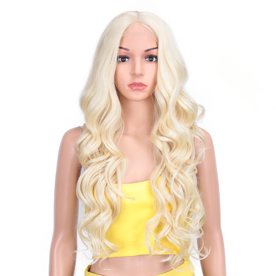 30 Inches / 613 13x4 lace front synthetic wig sleek wholesale hot selling for women super body wave HD lace part frontal Synthetic Hair Wig