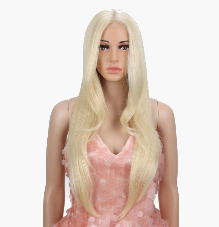 30 Inches / 613 for women sleek wholesale manufacturer high temperature heat resistant blond straight lace part front wig synthetic hair wigs