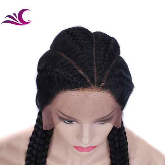 30 Inches / BH-#1B Celebrity braided synthetic hair wigs glueless braid lace wig african braided lace front wigs vendors for women